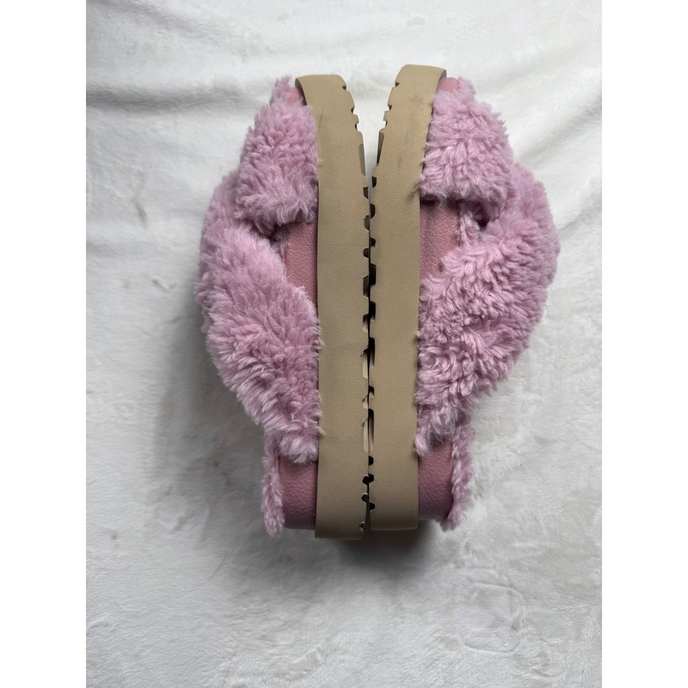 UGG Fuzz Sugar Cross Slide Pink Plush Platform Slippers 1120860 Womens 8 he - Picture 5 of 6